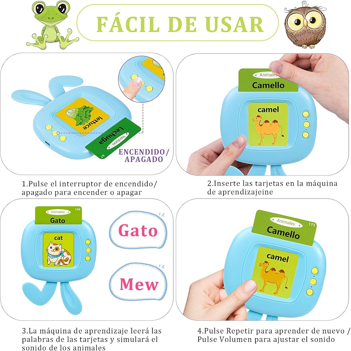 SpeakEasy™ |Lector Bilingüe Cartas de Aprendizaje + Regalo Pizarra LCD