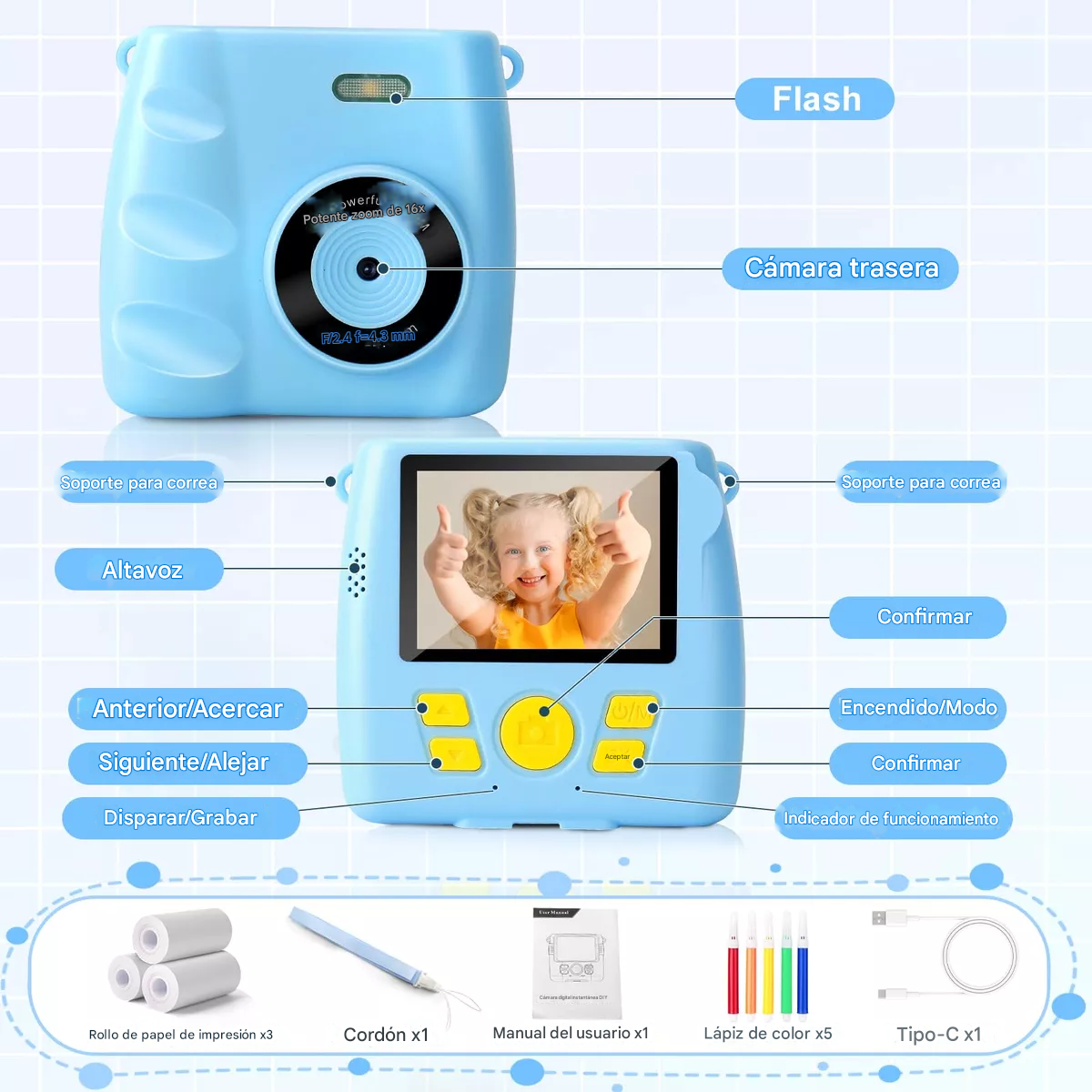 Kit Cámara Digital Instantánea para Niños