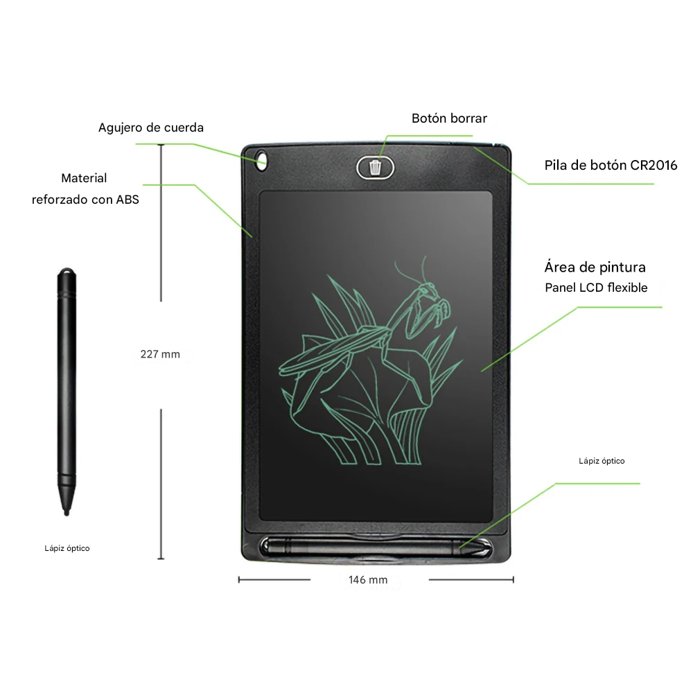 Edukids™ | Pizarra Mágica LCD de Dibujo y Escritura para Niños 8.5 Pulgadas