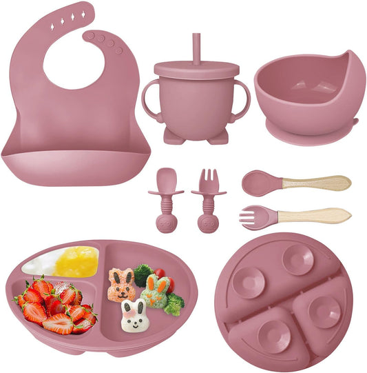Kit de Utensilios de Silicona para Bebés de 8 Piezas