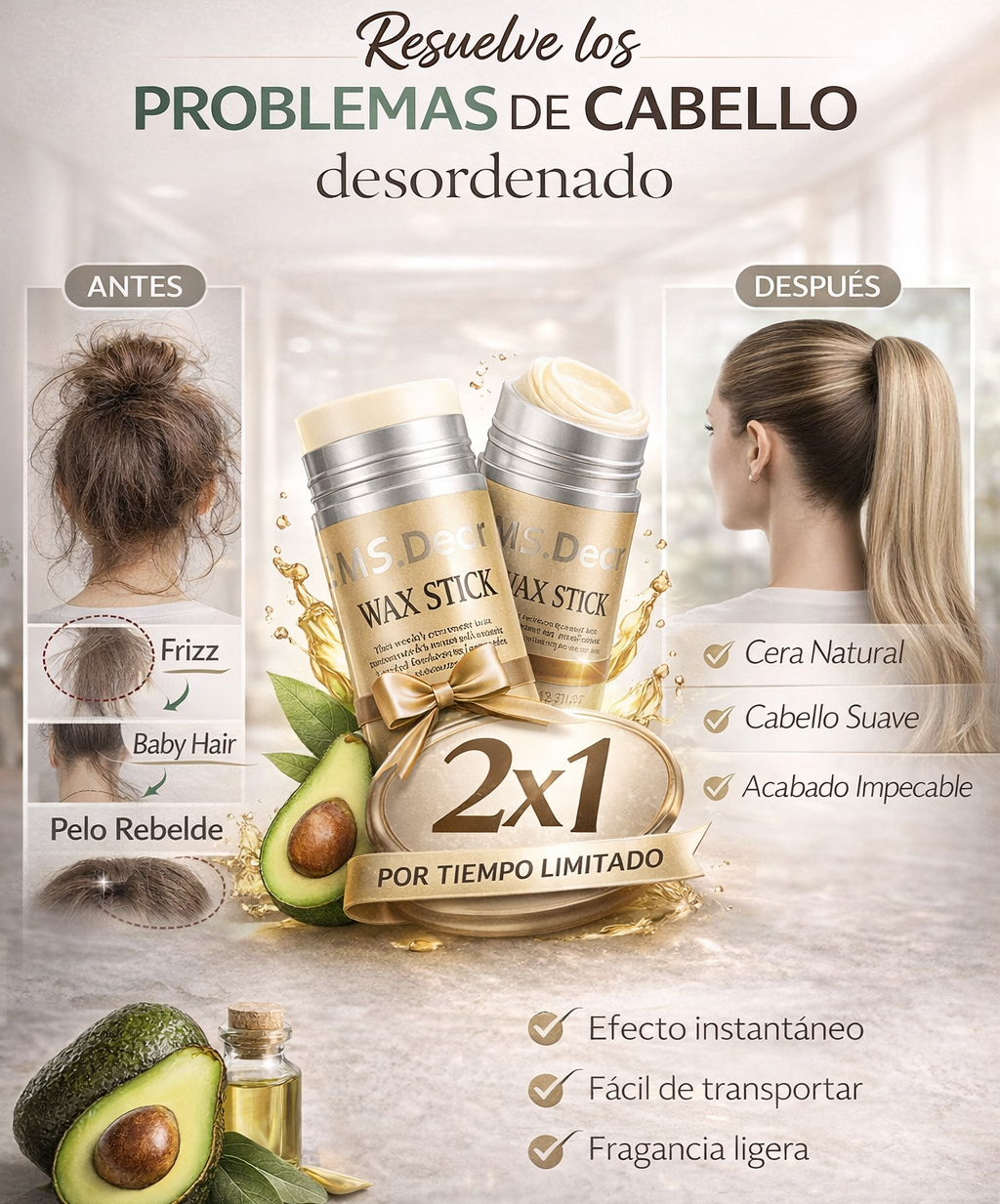 2x1 Cera Premium  Natural Antifrizz y Moldeadora de Cejas + Cepillo Cejas Gratis   | AlissPro™