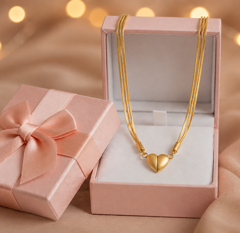 Elegante Collar Corazón Eterno Magnético + Caja de regalo gratis✨