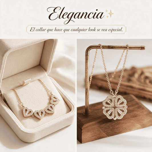 Elegante Collar Corazón Trébol + Cajita Regalo✨